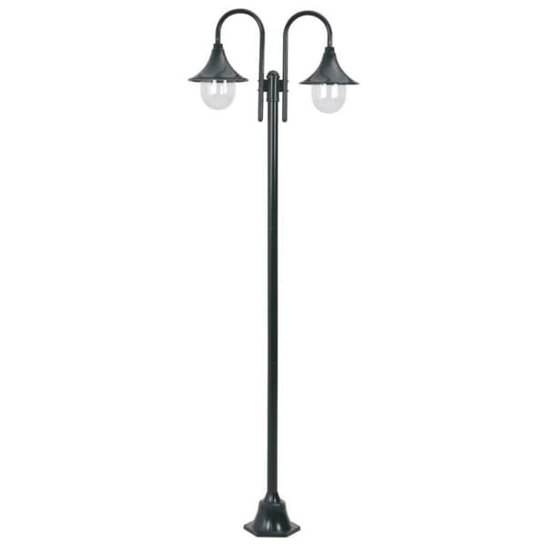 vidaXL Kaksilyhtyinen pylväsvalaisin puutarhaan E27 220 cm vihreä