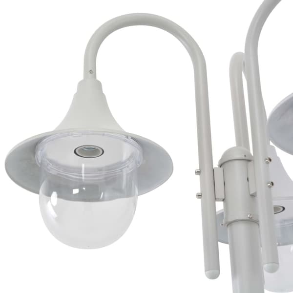 vidaXL Lyktstolpe för trädgård E27 220 cm aluminium 3 lyktor vit