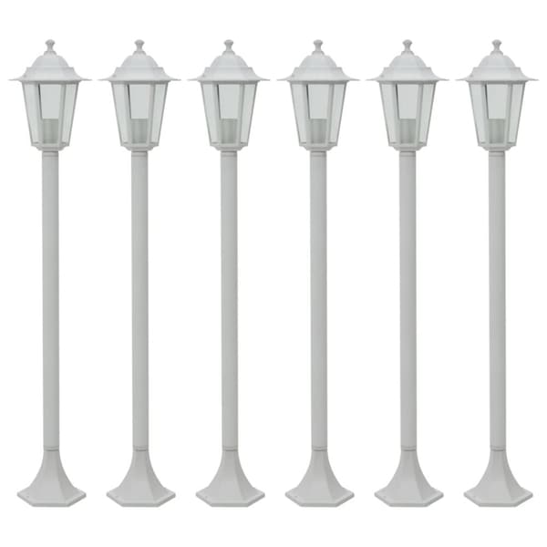 vidaXL Pylväsvalaisimet puutarhaan 6 kpl E27 110 cm alumiini valkoinen