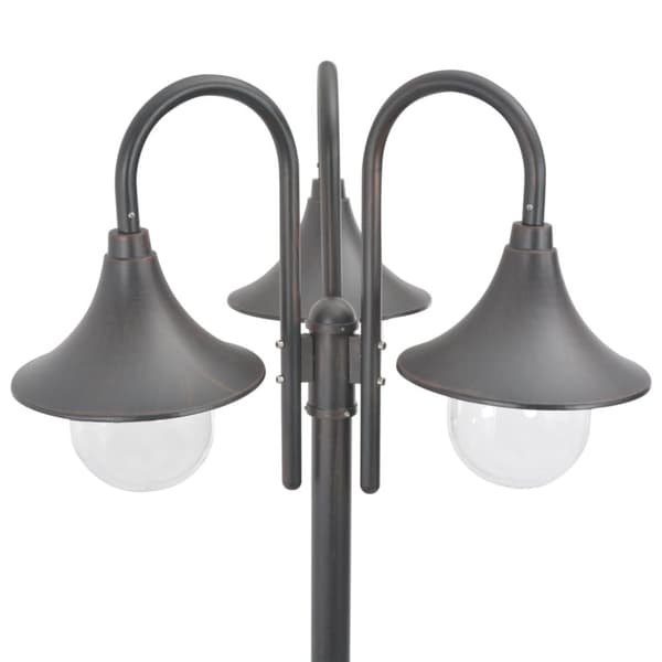 vidaXL Lyktstolpe för trädgård E27 220 cm aluminium 3 lyktor brons