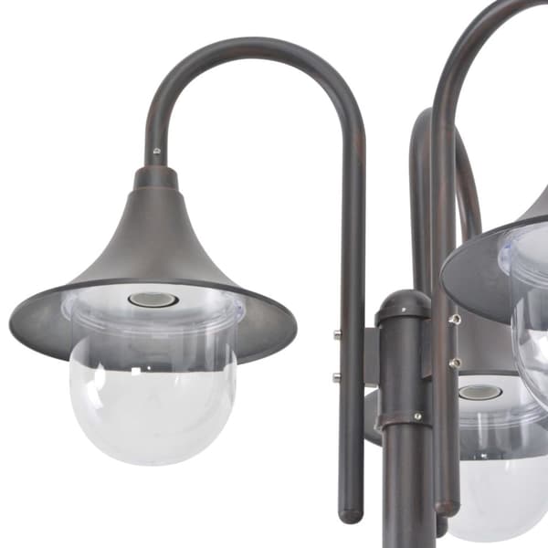 vidaXL Lyktstolpe för trädgård E27 220 cm aluminium 3 lyktor brons