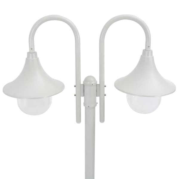 vidaXL havestolpelampe E27 220 cm aluminium 2 lanterner hvid