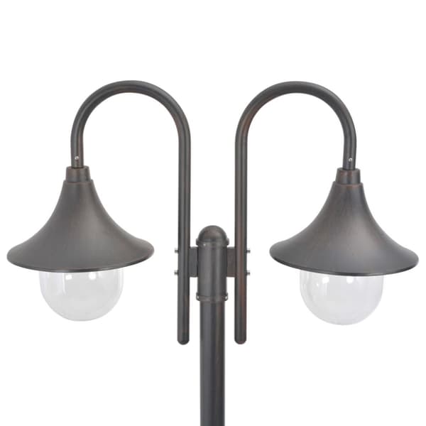 vidaXL havestolpelampe E27 220 cm aluminium 2 lanterner bronzefarvet