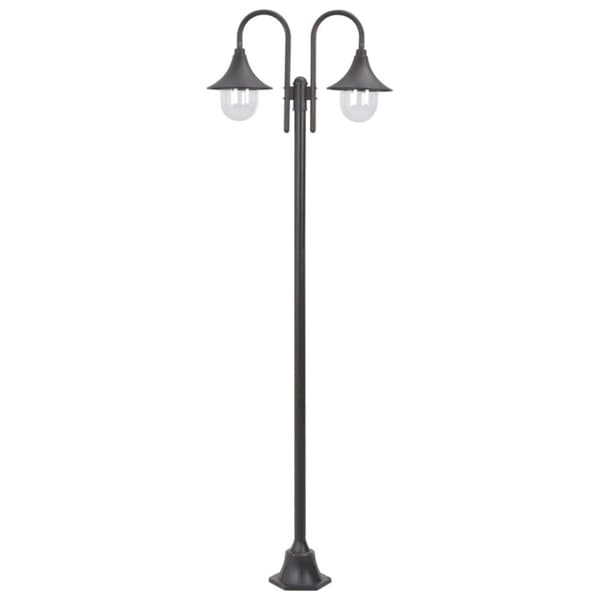 vidaXL havestolpelampe E27 220 cm aluminium 2 lanterner bronzefarvet