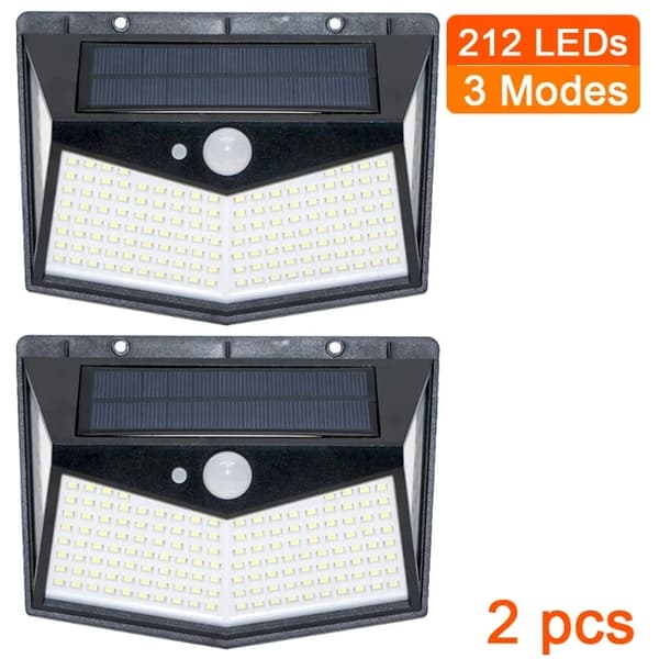Solvägglampa, 212 LED-lampor, PIR-rörelsesensor, 4-212LED 4st