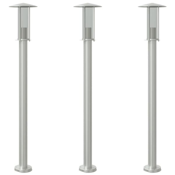 vidaXL udendørs standerlamper 3 stk. 100 cm rustfrit stål sølvfarvet