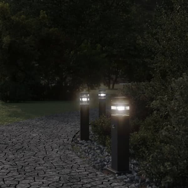vidaXL Utomhusgolvlampa med sensor svart 50 cm aluminium