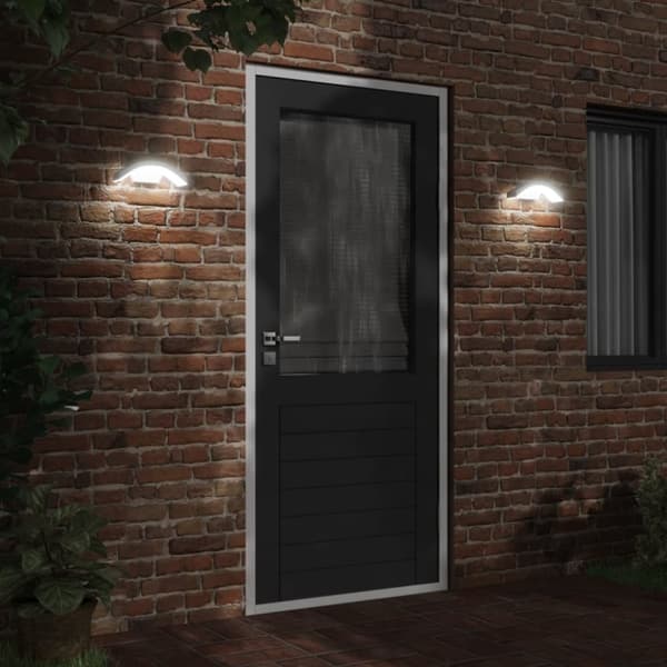 vidaXL Veggmonterte LED-utelamper 2 stk hvit støpt aluminium