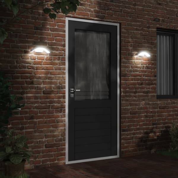 vidaXL Veggmonterte LED-utelamper sensorer 2 stk hvit støpt aluminium