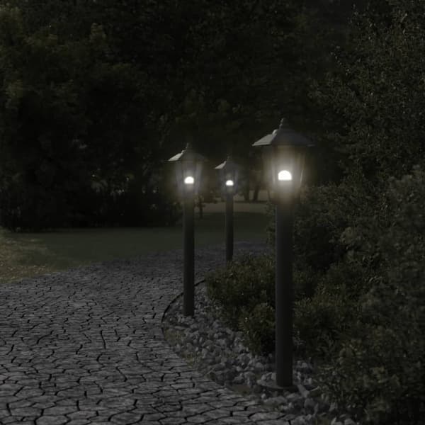 vidaXL Utendørs gulvlamper 3 stk svart 80 cm rustfritt stål