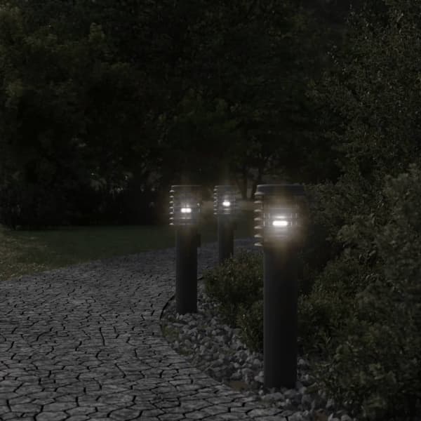 vidaXL Utendørs gulvlamper med uttak 3 stk svart 60 cm rustfritt stål
