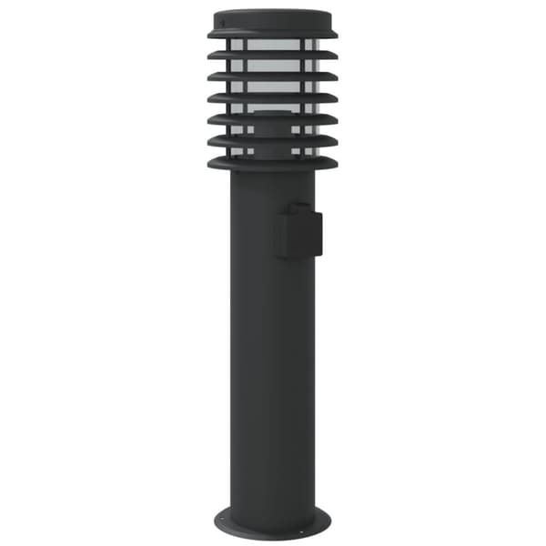 vidaXL Utendørs gulvlamper med uttak 3 stk svart 60 cm rustfritt stål