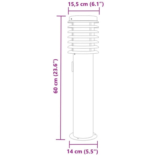 vidaXL Utendørs gulvlamper med uttak 3 stk svart 60 cm rustfritt stål