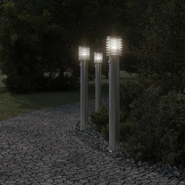 vidaXL Utomhusgolvlampa med sensor silver 110 cm rostfritt stål