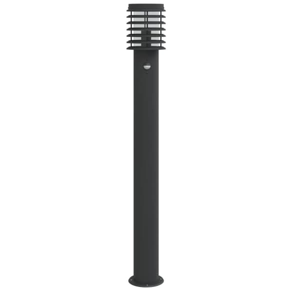 vidaXL udendørs standerlampe med sensor 110 cm rustfrit stål sort