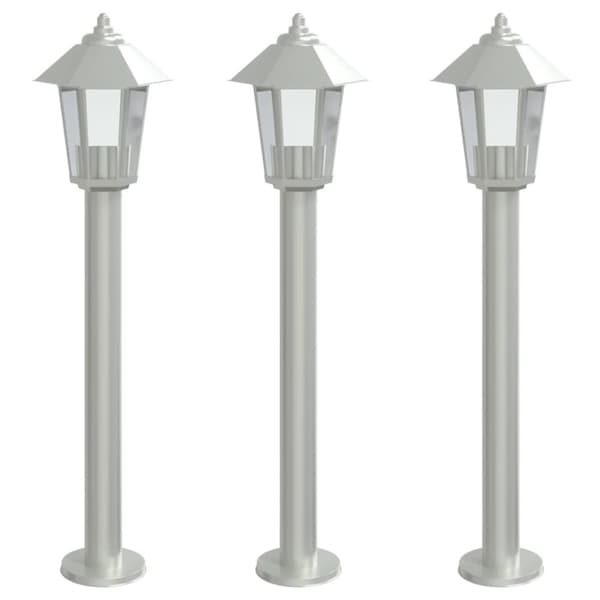 vidaXL Utendørs gulvlamper 3 stk sølv 80 cm rustfritt stål