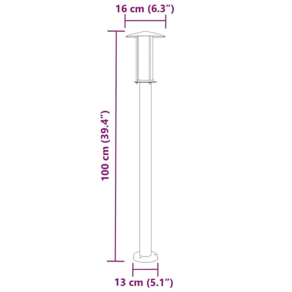 vidaXL udendørs standerlamper 3 stk. 100 cm rustfrit stål sort