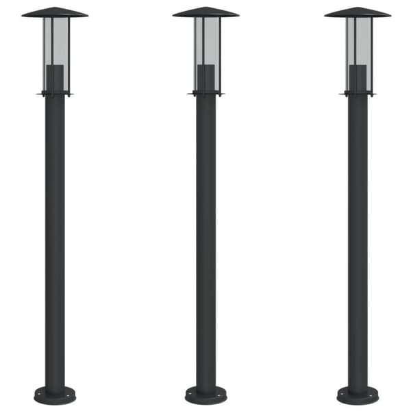 vidaXL Pylväsvalaisimet 3 kpl musta 100 cm ruostumaton teräs