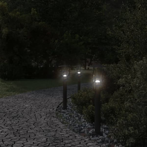 vidaXL Utendørs gulvlamper 3 stk svart 60 cm rustfritt stål