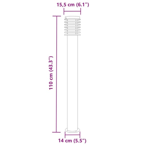 vidaXL udendørs standerlampe 110 cm rustfrit stål sort