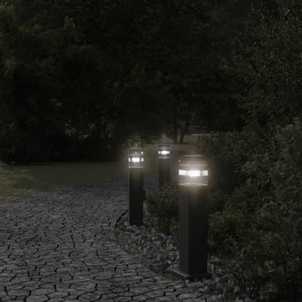 vidaXL udendørs standerlamper 3 stk. stikkontakt 50 cm aluminium sort