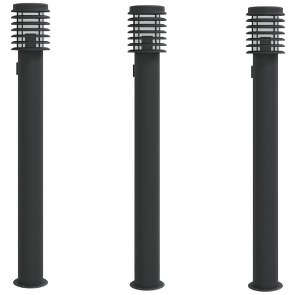 vidaXL Utendørs gulvlamper med uttak 3 stk svart 110 cm rustfritt stål