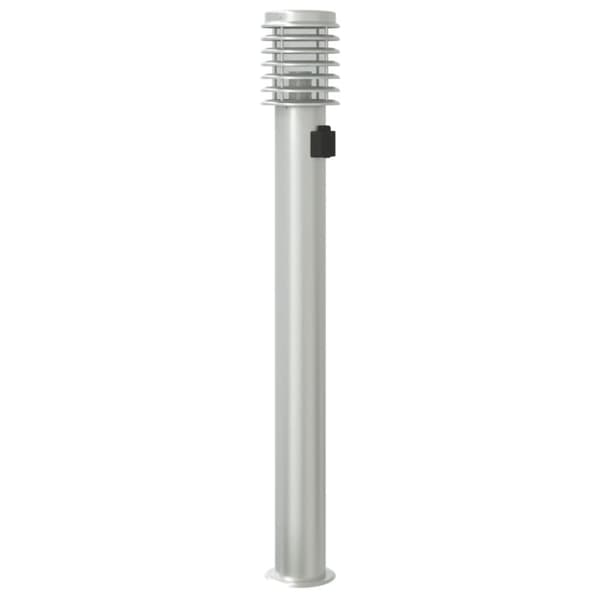 vidaXL udendørs standerlampe med stikkontakt 110 cm rustfrit stål sølv