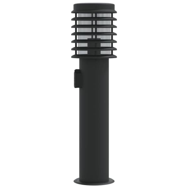 vidaXL Utendørs gulvlampe med uttak svart 60 cm rustfritt stål
