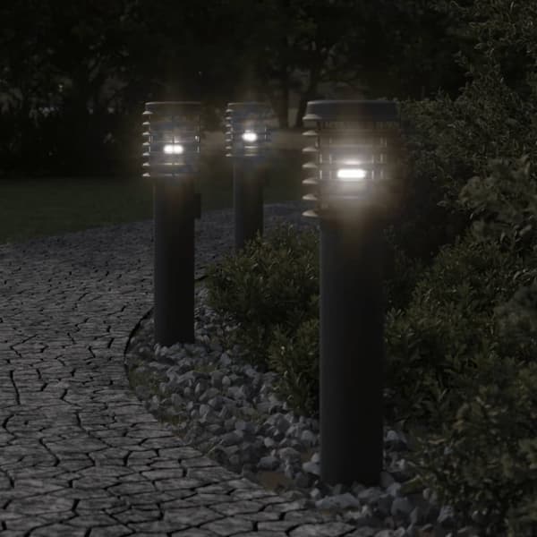 vidaXL udendørs standerlampe med stikkontakt 60 cm rustfrit stål sort
