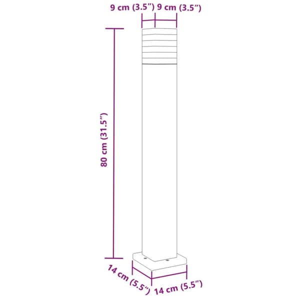 vidaXL udendørs standerlampe 80 cm aluminium sort