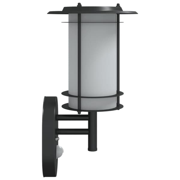 vidaXL Utomhusvägglampa med sensor svart rostfritt stål