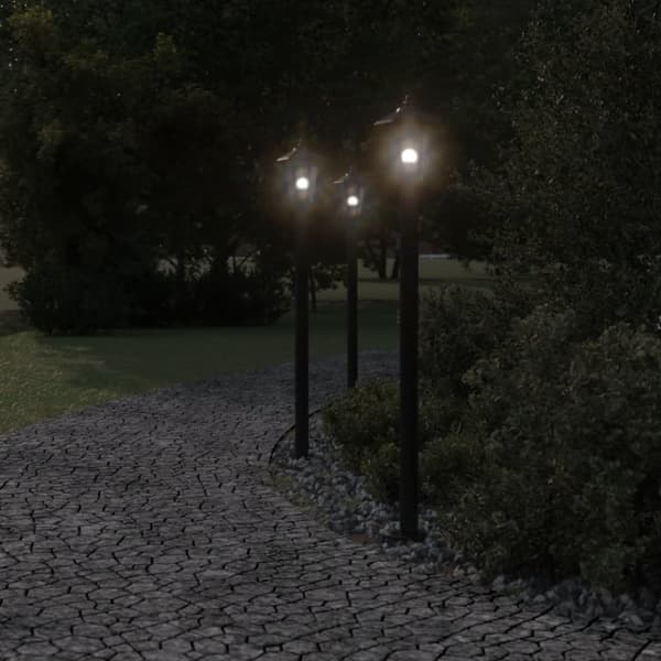 vidaXL udendørs standerlamper 3 stk. 120 cm rustfrit stål sort