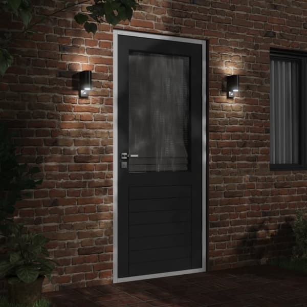 vidaXL Veggmonterte utelamper 2 stk svart støpt aluminium