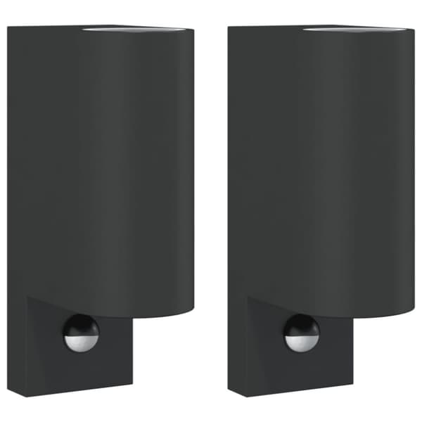 vidaXL Veggmonterte utelamper 2 stk svart støpt aluminium