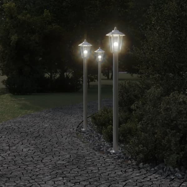 vidaXL Utendørs gulvlampe sølv 120 cm rustfritt stål