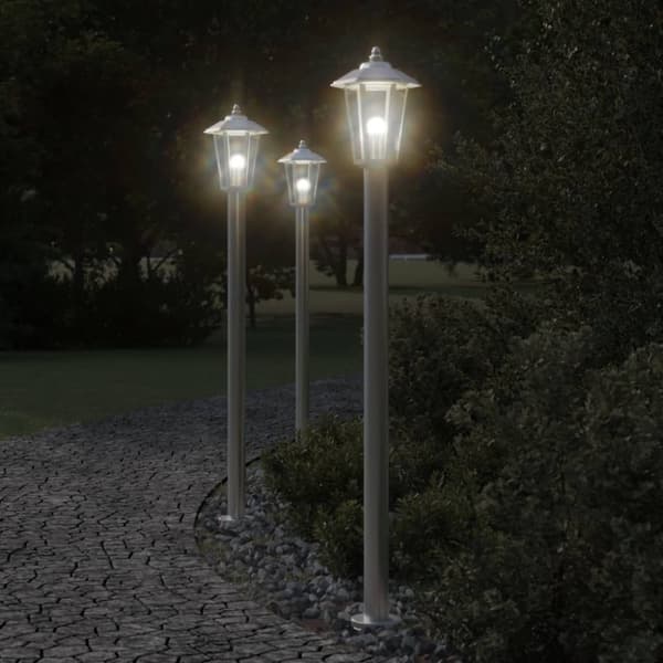 vidaXL Utendørs gulvlampe sølv 120 cm rustfritt stål