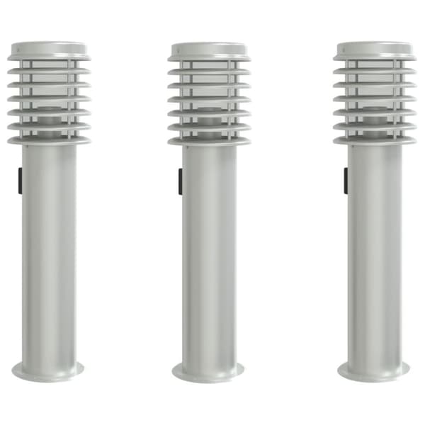 vidaXL udendørs standerlamper 3stk stikkontakt 60cm rustfrit stål sølv