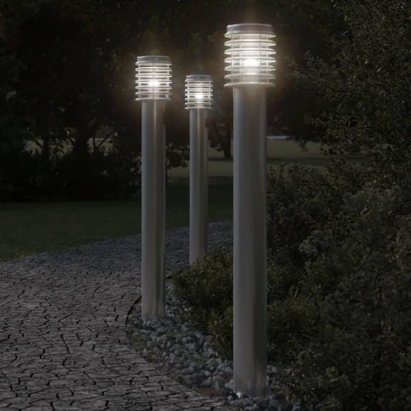 vidaXL udendørs standerlamper 3 stk. 110 cm rustfrit stål sølvfarvet