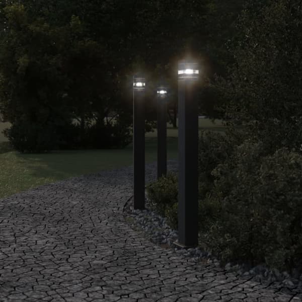 vidaXL Utendørs gulvlampe svart 110 cm aluminium