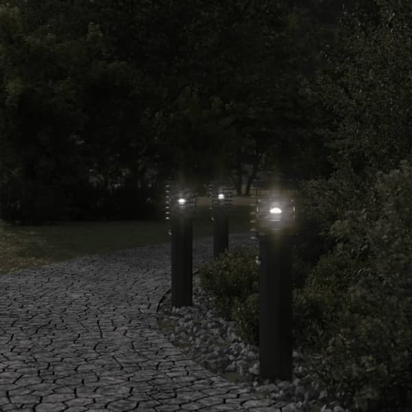vidaXL udendørs standerlampe med sensor 60 cm rustfrit stål sort