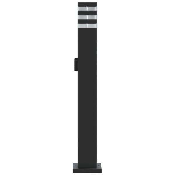 vidaXL udendørs standerlampe med stikkontakt 80 cm aluminium sort