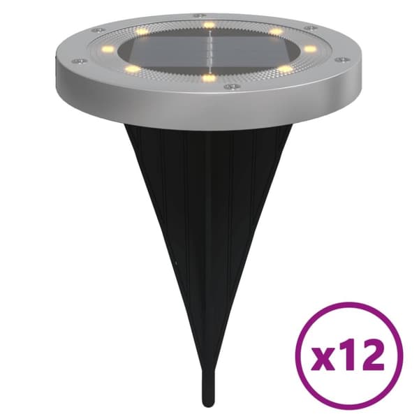 vidaXL Maavalo aurinkopaneeli / maapiikki 12 kpl lämmin valkoinen