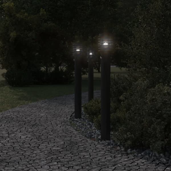 vidaXL Utendørs gulvlamper sensorer 3 stk svart 110 cm rustfritt stål