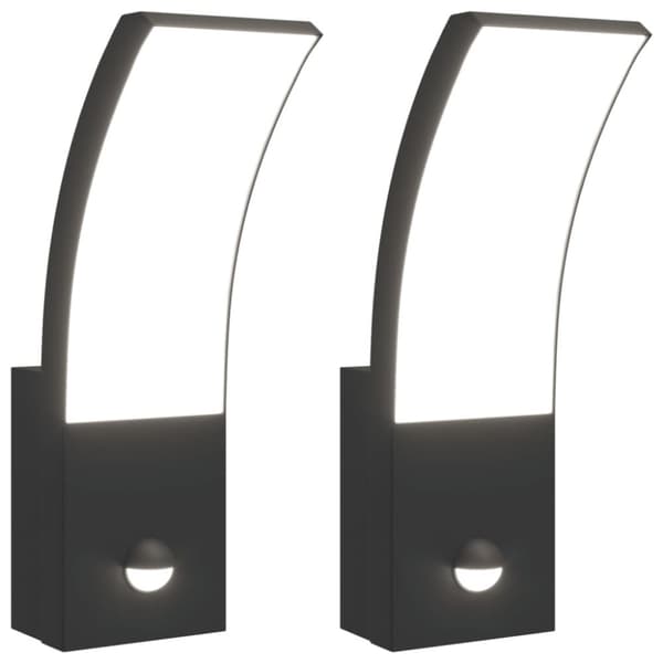vidaXL Veggmonterte LED-utelamper sensor 2 stk svart støpt aluminium