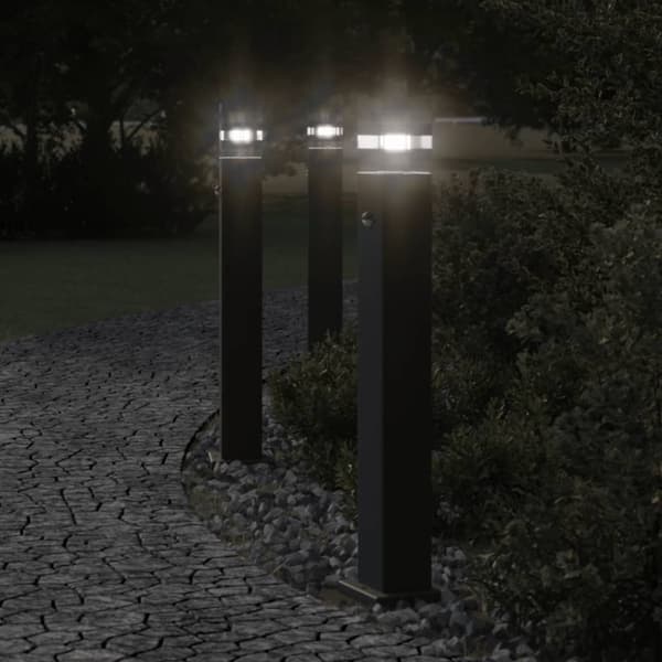 vidaXL udendørs gulvlampe med sensor 80 cm aluminium sort
