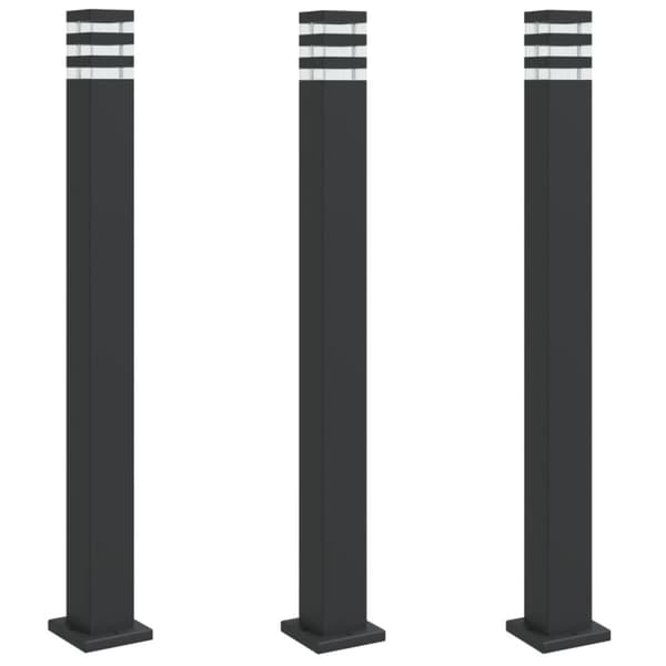 vidaXL Utendørs gulvlamper 3 stk svart 110 cm aluminium