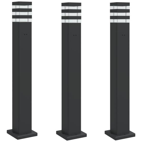 vidaXL Utendørs gulvlamper med uttak 3 stk svart 80 cm aluminium