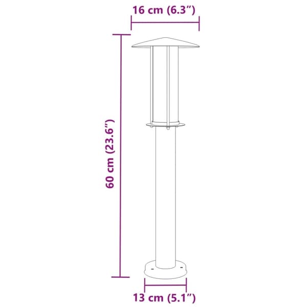 vidaXL Utomhusgolvlampa svart 60 cm rostfritt stål