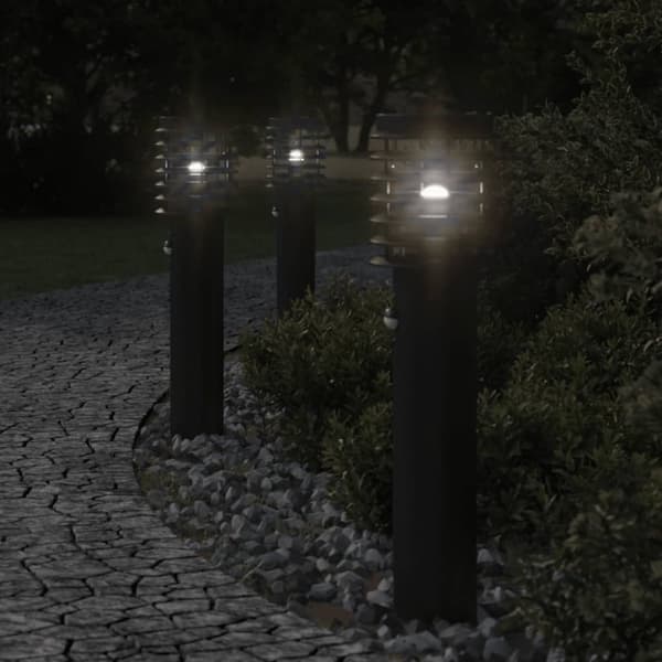 vidaXL udendørs standerlamper 3 stk. sensor 60 cm rustfrit stål sort