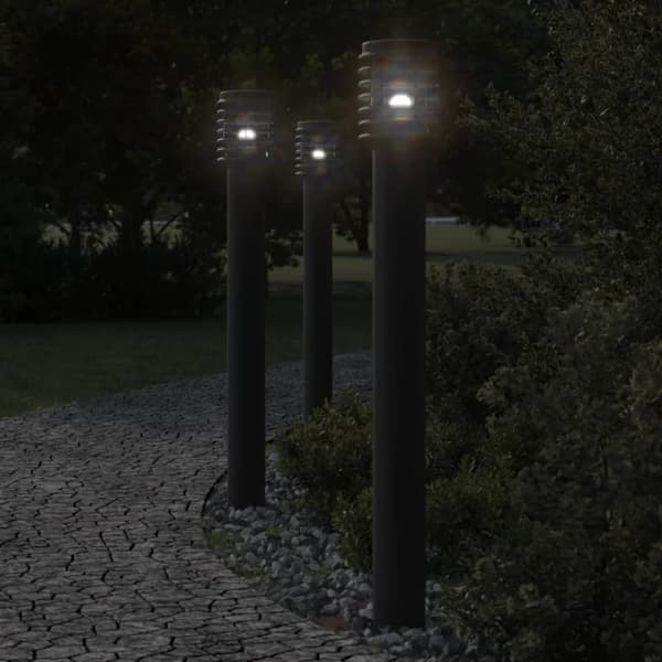vidaXL Utendørs gulvlamper 3 stk svart 110 cm rustfritt stål